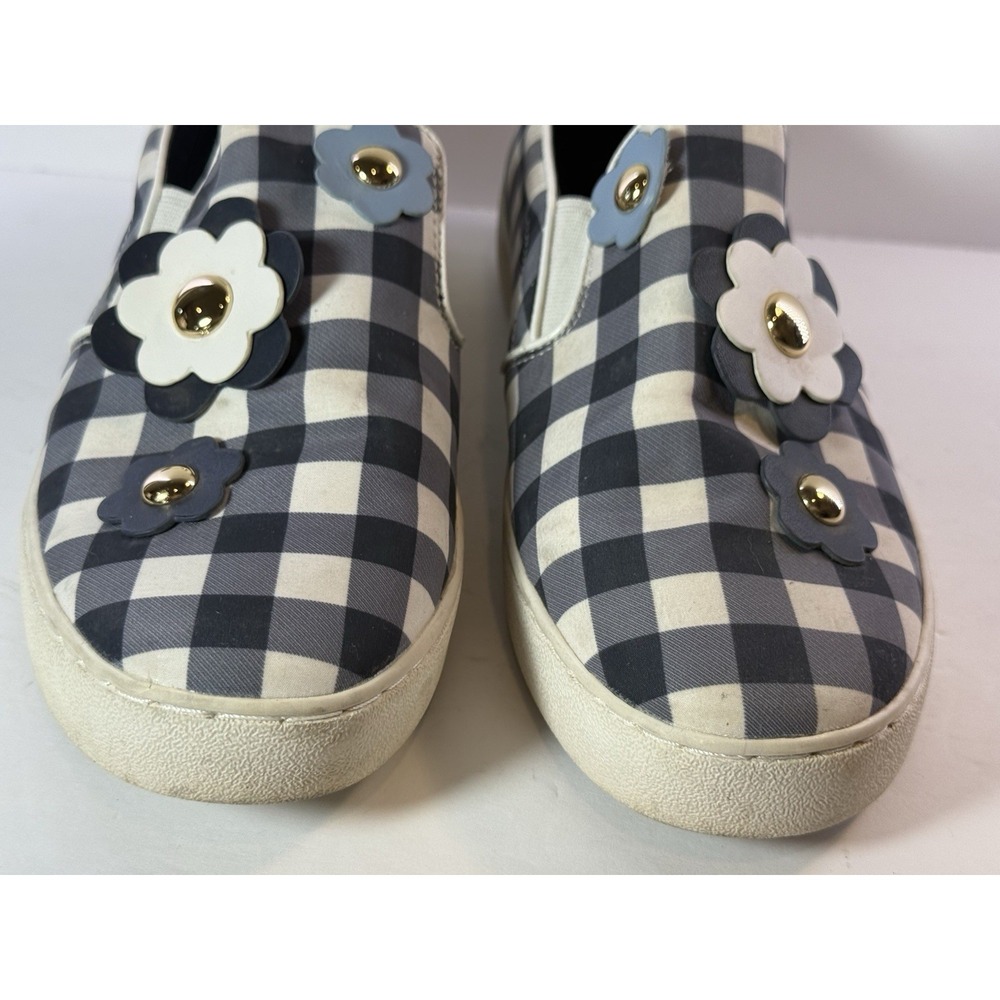 Michael Kors Keaton 3D Floral Gingham Slip On Sneakers Size 10 Blue Cottagecore - Picture 3 of 9